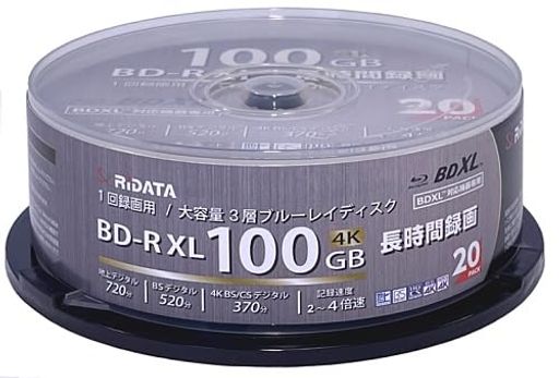 ・RIDATA 1回録画用 片面3層 2-4倍速 ブルーレイディスク ホワイトプリンタブル RITEK BD-R XL 100GB 20枚 BR520EPW4X.20SP