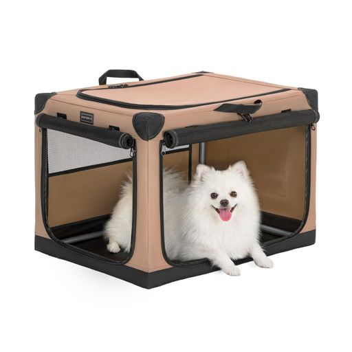PETSFIT 犬用ソフトクレート 折りたたみ ソフトケージ 小型犬対応(10KGまで)3面メッシュ通気・頑丈フレーム・3WAY出入口・組立簡単 ペットハウス 室内/車載/旅行/帰省/災害避難用 犬ケージ
