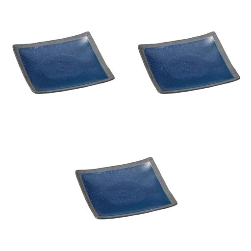 3個セット 紺結晶6.0正角皿 [ 17.5×17.5×2.1CM ] | 角皿(中) セトモノホンポ(SETOMONOHONPO)