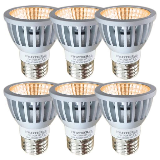FWAYTECH LED電球 E26 電球色 調光 COB7W JDRΦ50 調光対応 ダクトレールLEDスポットライト ハロゲン電球形60W~75W相当 ダイクロハロゲン 密閉器具対応 6個セット (電球色相当(2700K), 本体銀 (広角60度)