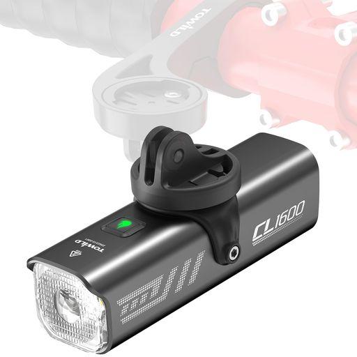 TOWILD CL1600 自転車 ライト 1600ルーメン 大容量5000MAH 充電式USB-C ロードバイクライト 高輝度 LED自転車ヘッドライト 吊り下げ可能 自動点灯 IPX6防水 自転車フロントライト 長時間使用 クロス…