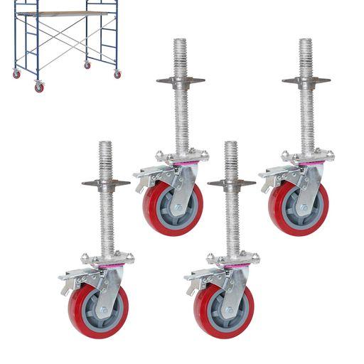 KLD足場用 キャスター ローリングキャスター (6インチ)キャスター 足場キャスター 自在キャスター 重量用 ゴム製 ストッパー付き 重量用キャスター 耐摩耗性、耐圧縮性、硬度、耐久性に…