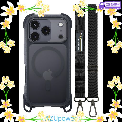 【MAGEASY】 IPHONE 17 PRO 対応 ケース クリア ショルダー ストラップ MAGSAFE 対応 耐衝撃 スマホケース マグセーフ 透明 頑丈 ショルダーケース [ IPHONE17PRO アイフォン17PRO 対応 携帯ケース ]