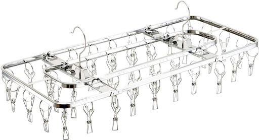 下村企販 壊れにくくて永く使える ピンチハンガー 40ピンチ 【日本製】 安定して干せる2点フック サビにくい ピンチが絡まりにくい 浴室乾燥OK 折りたたんで収納 ステンレス製 部屋干し …