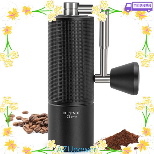 TIMEMORE 新 全金属 コーヒーミル 手動 タイムモア C3S PRO 手挽き コーヒー ミル 折り畳み式ハンドル ステンレス臼 段階粗さ調整可能 省力性 持ち運びやすい - NEW C3S PRO, ブラック