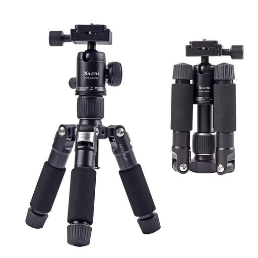 XILETU ポータブルミニ三脚、高さ51 CM、アルミニウム合金卓上三脚+ 360度ボールヘッドとバッグ、一眼レフカメラやビデオカメラに適しています。最大耐荷重5KG (銀)
