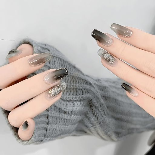 COLORBIRD ネイルチップ ショート 24枚 黒 ネイル 付け爪 チップ 短め