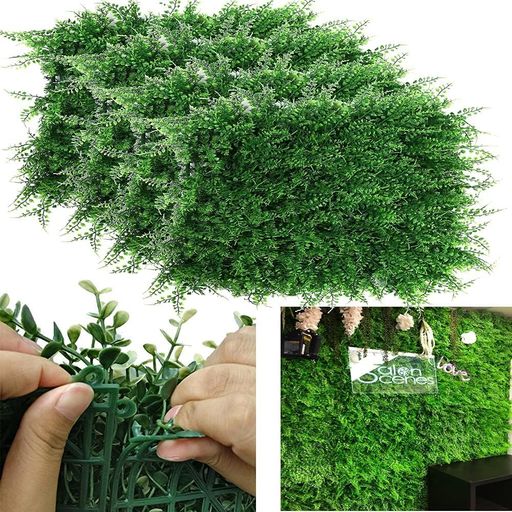 UYOYOUS ウォール フェイクグリーン 人工植物マット 壁掛け 人工壁の芝生 ウォールグリーン 12枚 40CM×60CM 厚さ10CM 壁のデコレーション室内外兼用マット 目隠し グリーン スクリーン (人工シダ)