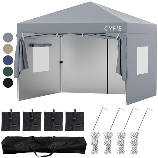 CYFIE タープテント 3M×3M/3M×6M(強化型!) サイドシート付 高さ3段階調節 扉と窓 UVカットワンタッチタープテント サンシェード 高耐水加工 日よけ 組立簡単 持ち運び便利 キャンプ/ピクニッ…