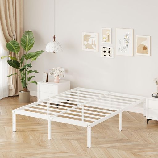 FLY-CTSOAR セミダブル メタル ベッドフレーム ベッド下収納 通気性 耐久性 静音 頑丈なベッドフレーム 耐荷重400KG 組み立て簡単 工具付き 白