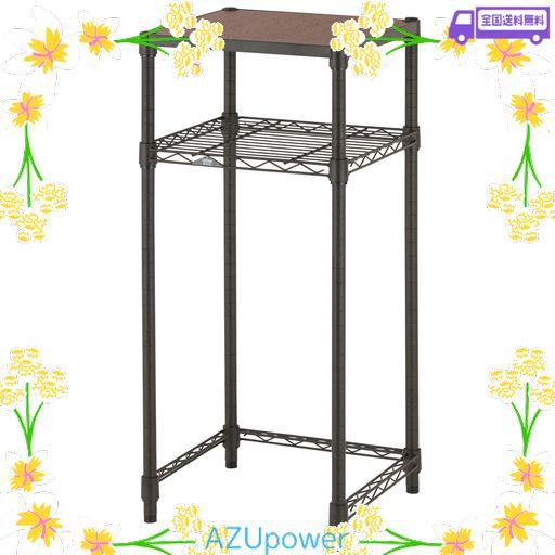 ドウシシャ ルミナス コンパクトキッチンラック 幅41CM×奥行41CM×高さ90CM 耐荷重80KG ノワール2段 NO4090-2KW 天板ウッドシェルフ ゴミ箱上ラック 炊飯器 作業台 カウンター