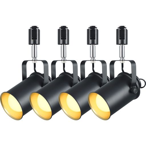 DOTOY ダクトレール用 スポットライト 4個セット E26口金 黒 ダクトレール LED電球 60W形相当 電球色 9W 800LM