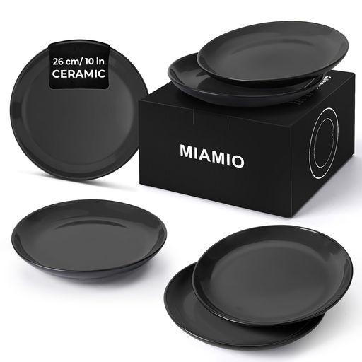 MIAMIO ？ 26CMプレート6枚セット、ストーンウェアセラミック食器セット - LE PAPILLONコレクション (黒)