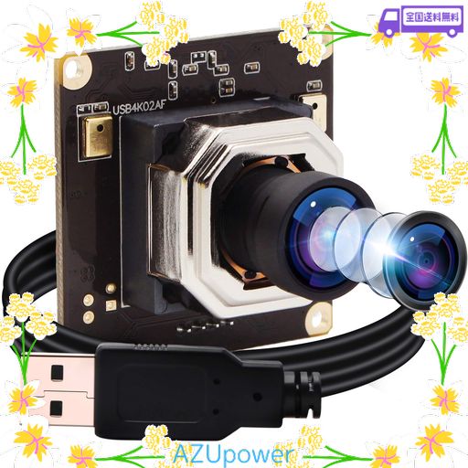 4K USBカメラモジュール ELPオートフォーカス 100度歪みなし 広角レンズ デュアルマイク付き USBカメラ PCラップトップコンピュータ用 USBカメラ プラグアンドプレイ MAC OS WINDOWS用USB4K02AF-V100