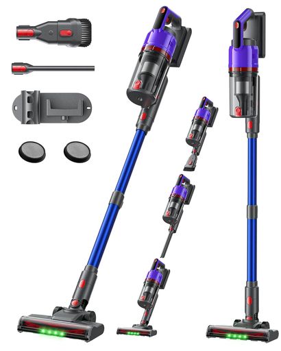 掃除機 コードレス【2027先行モデル 業界最強230KPA吸引】自走式&amp;自立式・55分連続稼働・低騒音・超広角LEDライト コードレス掃除機 サイクロン式 軽量 HEPA多重濾過 1.2L大容量ダストカップ…