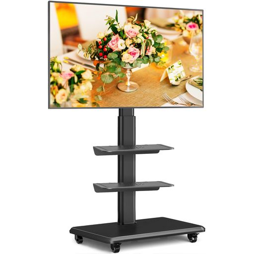 RFIVER テレビスタンド キャスター付き TVスタンド 壁寄せテレビスタンド 27~65インチ対応 テレビ台 TV STAND 移動式 双棚板付き ラック回転 高さ調整可能 木製ベース 耐荷重40 KG VESA400X400まで …