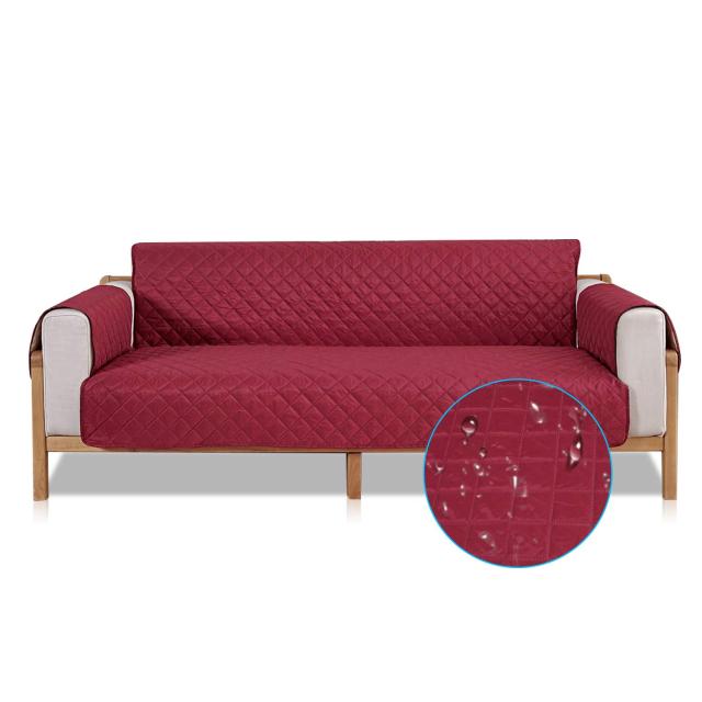 ソファーカバー 肘付き 3人掛け 犬猫対策 ソファーシーツ 防水 滑り止め 新型 撥水加工 マルチカバー 傷防止 爪とぎ防止 洗える 脱着やすい 防塵 汚れ防止 ソファー保護 四季適用 ワインレッドの通販は