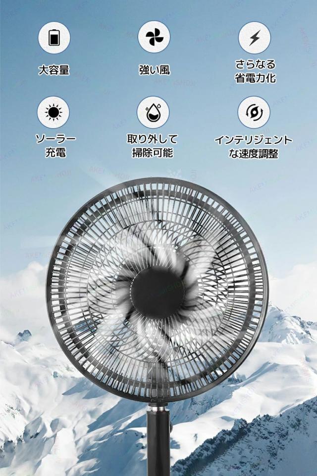 扇風機 ソーラーファン 充電式 16インチ ソーラーパネル付き コードレス扇風機 15600mAh 大容量 首振り 高さ調節 無段階風量調節 DCモーター 静音 大風量 防災用 キャンプ アウトドア 停電対策_1