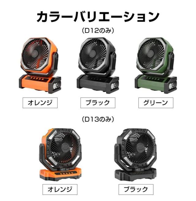 【2026人気商品】充電式アウトドア扇風機 20000mAh大容量 自動首振り 卓上/吊り下げ対応 コードレス サーキュレーター 強力送風 4段階風量調節 LEDライト付き タイマー機能 静音 キャンプ 車中泊 防災用 リモコン付き_16