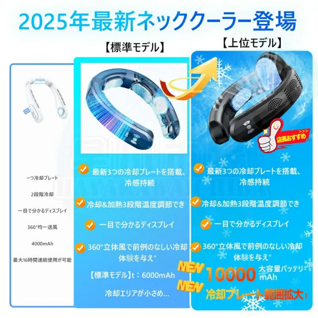 【2026年新発売】ネッククーラー 首掛け扇風機 冷却プレート 瞬間冷却 半導体冷却 静音 軽量 羽なし 6000mAh大容量 急速充電 LED表示 首かけクーラー 携帯扇風機 夏対策 熱中症対策_3