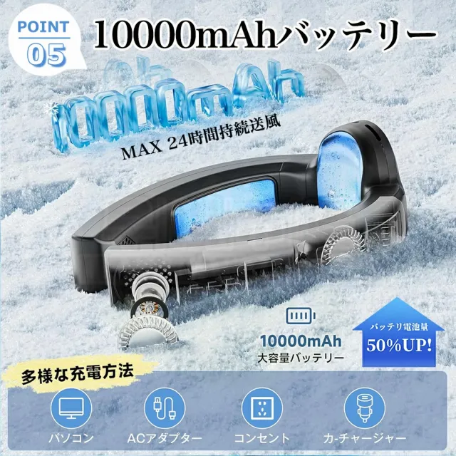 【2026年新発売】ネッククーラー 首掛け扇風機 冷却プレート 瞬間冷却 半導体冷却 静音 軽量 羽なし 6000mAh大容量 急速充電 LED表示 首かけクーラー 携帯扇風機 夏対策 熱中症対策_9