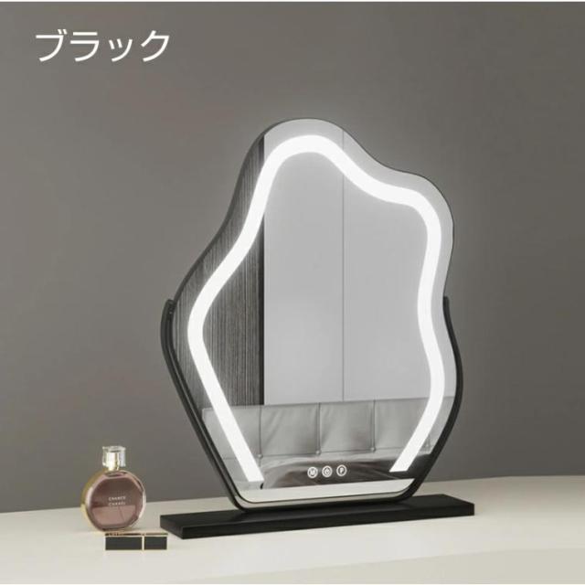 女優ミラー 卓上ミラー LEDライト付き 三色調光 無段階調光 強化ガラス 割れにくい 化粧鏡 メイクミラー 設置簡単 工事不要 おしゃれ