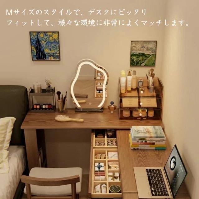 女優ミラー 卓上ミラー LEDライト付き 三色調光 無段階調光 強化ガラス 割れにくい 化粧鏡 メイクミラー 設置簡単 工事不要 おしゃれ