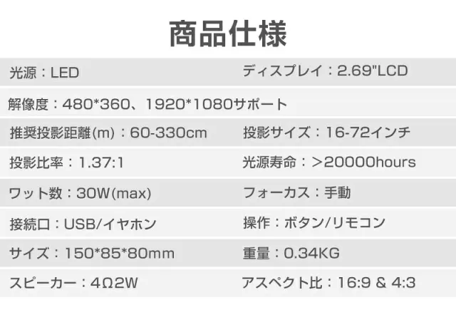 【2026新モデル】 小型プロジェクター 家庭用【1080P・短距離投影】自動台形補正 WiFi対応 軽量 コンパクト ポータブル スマホ対応 ホームシアター 一人暮らし_13