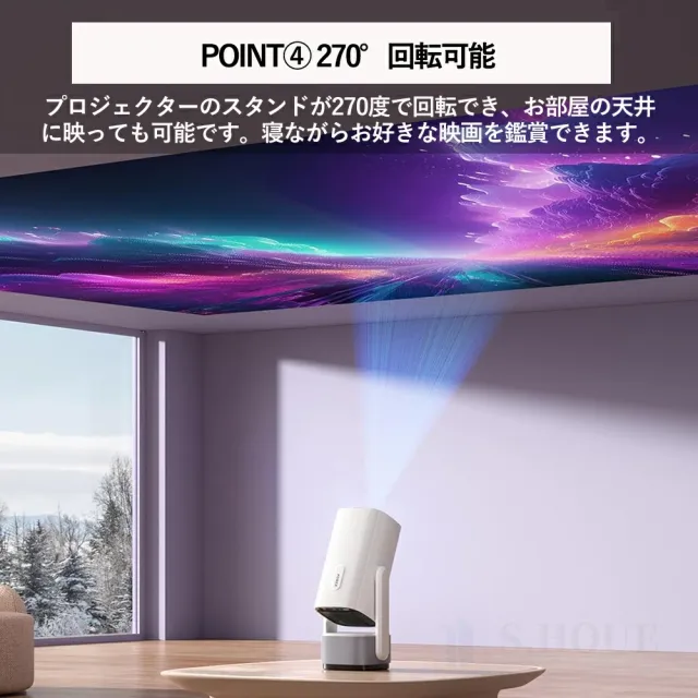 Android TV 11.0搭載 270°回転プロジェクター 小型 25000LM高輝度 4K対応 リアル1080P WiFi6 双方向Bluetooth5.4 自動台形補正 家庭用ホームシアター_5