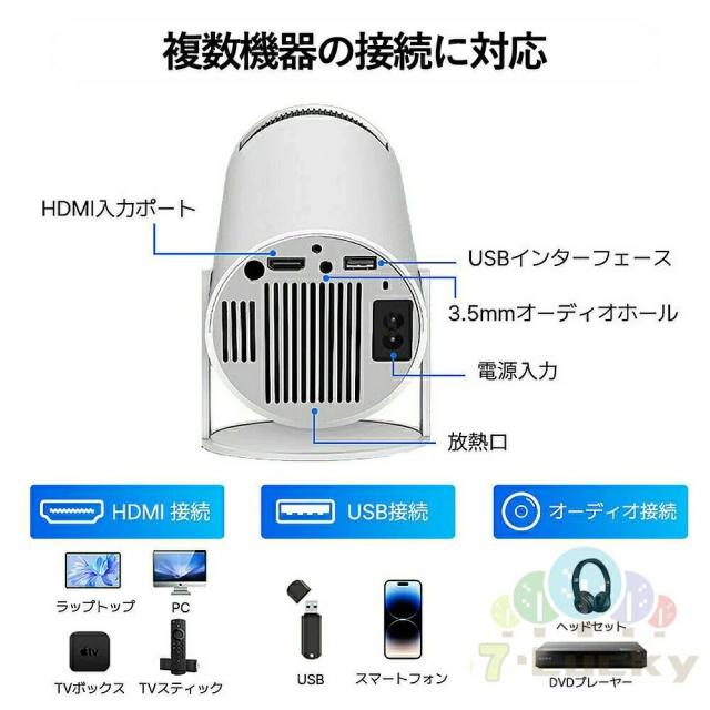 プロジェクター 小型 家庭用 超短距離 0.5m対応 4K対応 200ANSI 電動フォーカス 自動台形補正 天井投影 180°回転 Android13 Wi-Fi6 Bluetooth5.2 有線無線接続_15