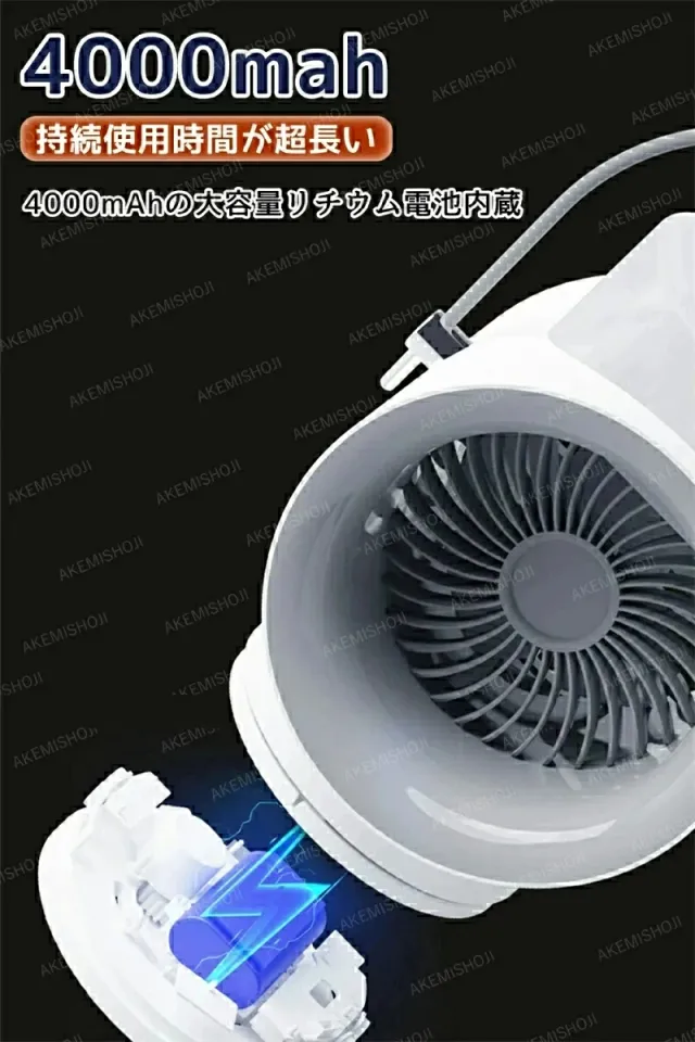 卓上冷風機 ミストファン 加湿 USB充電式 4000mAh 3段階風量調節 静音 アロマ対応 ナイトライト付き 小型 コンパクト 卓上用 ポータブル オフィス 暑さ対策_5