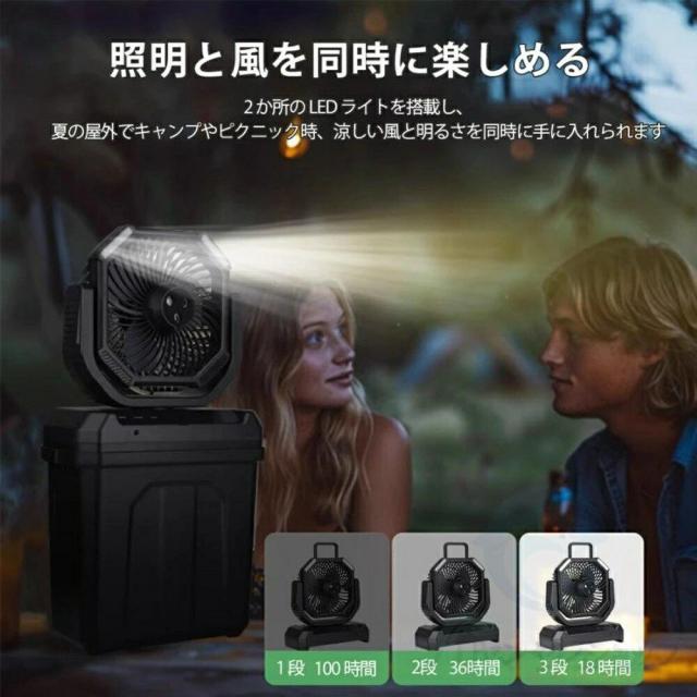 ミストファン 扇風機 加湿機能付き 20000mAh大容量 USB充電式 コードレス DCモーター 風量4段階 静音 首振り LEDライト付き_8