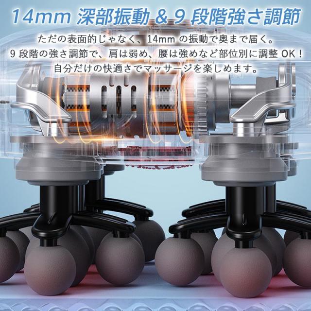 マッサージガン 筋膜リリース ガン 電動 ボディケア 22種類ヘッド 9段階振動調節 Type-C充電式 軽量 静音 ハンディ 全身ケア ふくらはぎ 肩 腰 足 運動後 ケア ギフト_6