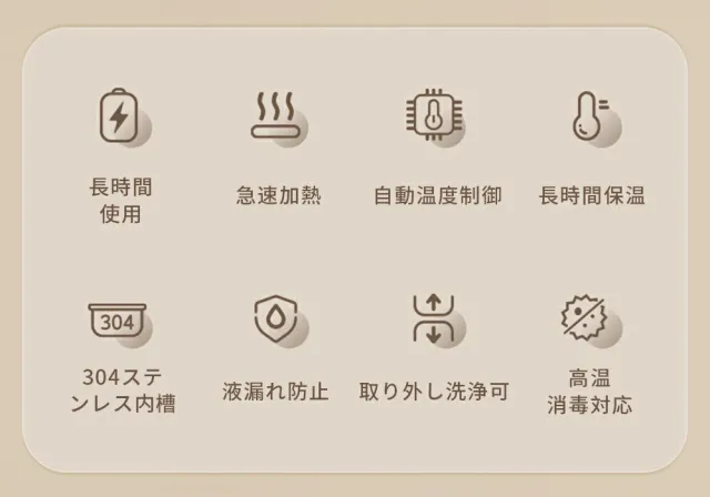 電気加熱弁当箱 充電式 ランチボックス 保温 500ml/800ml 水不要 ポータブル 弁当箱 加熱 保温 通勤 通学 旅行用_1