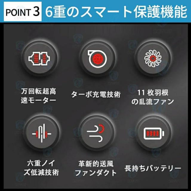 ブロワー 充電式 ハンディブロワー ジェットブロワー 小型 6段階風量調節 高速送風 コードレス エアダスター 洗車 落ち葉清掃 清掃用品 家庭用 業務用_3