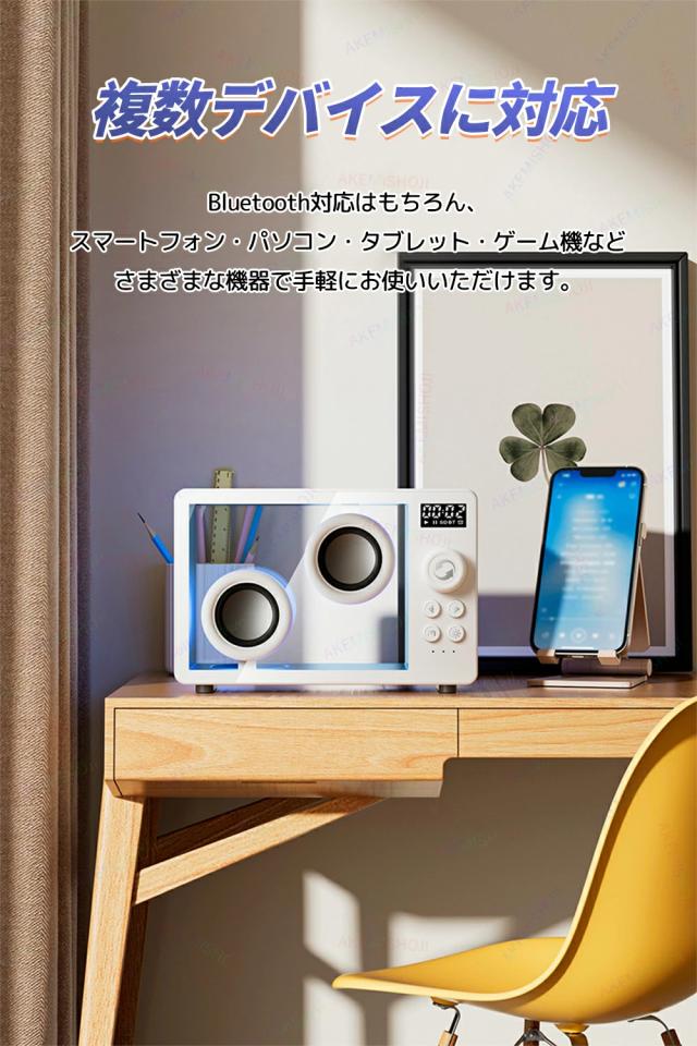 Bluetoothスピーカー 小型 ワイヤレス Bluetooth5.3 HIFI音質 1800mAh 充電式 雰囲気ライト付き TFカード対応 ポータブル コンパクト スマホ対応_2