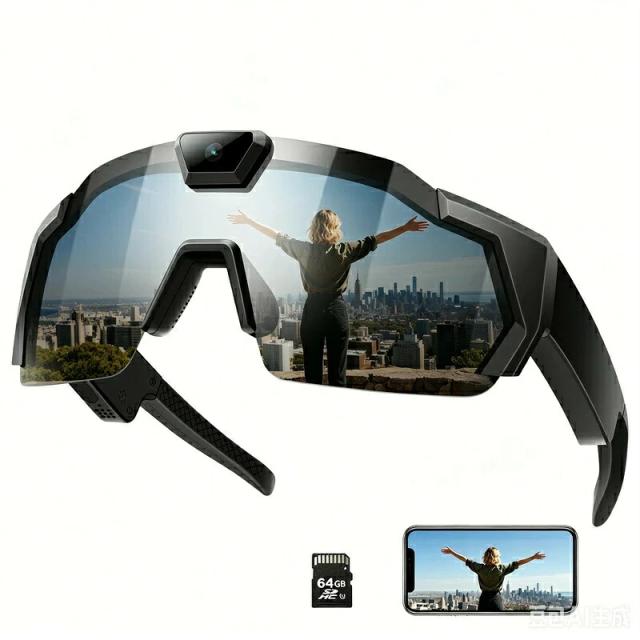 スマートグラス 録画機能付き ワイヤレス Wi-Fi対応 HD1080P録画 偏光レンズ カメラ付き メガネ型カメラ 自転車 バイク 登山 釣り アウトドア スポーツ