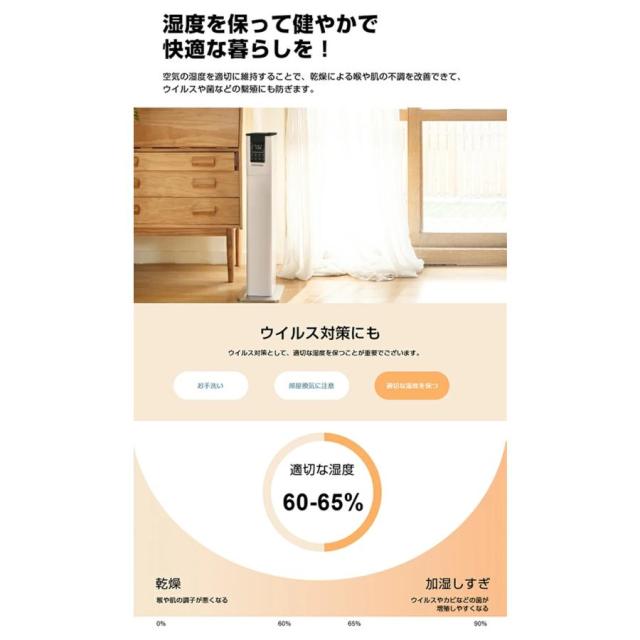 加湿器 スチーム式 大容量 ハイブリッド 超音波式 業務用 13L 静音 UV除菌 タワー 加熱式 大型加湿器 高級超音波式 大型 上から給水 人気_6