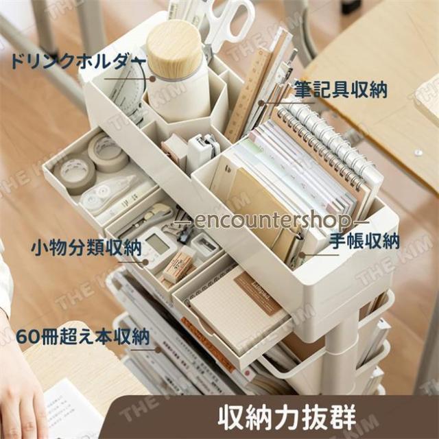 ブックスタンド 本立て キャスター付き スリム収納ラック 教科書収納 絵本ラック デスクサイド 卓上収納 書類整理 文具収納 組み立て式_3