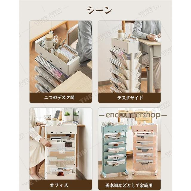 ブックスタンド 本立て キャスター付き スリム収納ラック 教科書収納 絵本ラック デスクサイド 卓上収納 書類整理 文具収納 組み立て式_4