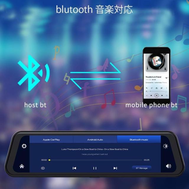 ミラー型ドライブレコーダー 10インチIPS液晶 デジタルインナーミラー　4K録画 CarPlay/Android Auto対応　ポータブルナビ １０メートル配線 Googleマップ　_5