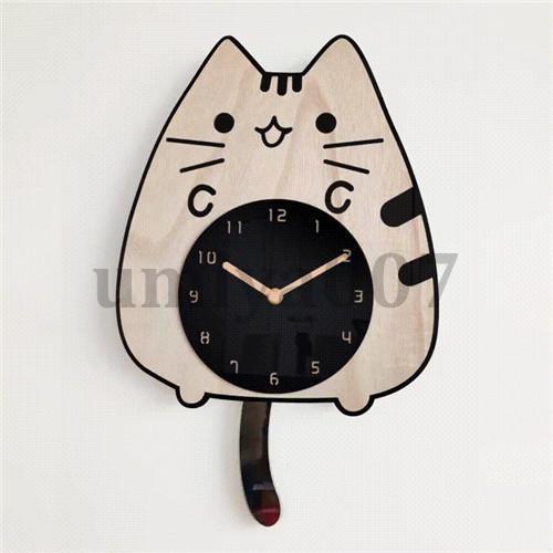 猫型壁掛け時計 しっぽ振り子 かわいい 静音 アクリル 掛け時計 子ども部屋 保育園 幼稚園用_5