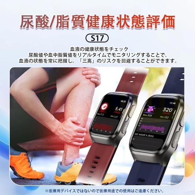 スマートウォッチ 医療レベル健康- 高精度エアバッグ血圧測定 ECG心電図 血中脂質 尿酸 体温 血中酸素 心拍数 健康管理 高齢者 日本製センサー プレゼント最適_6