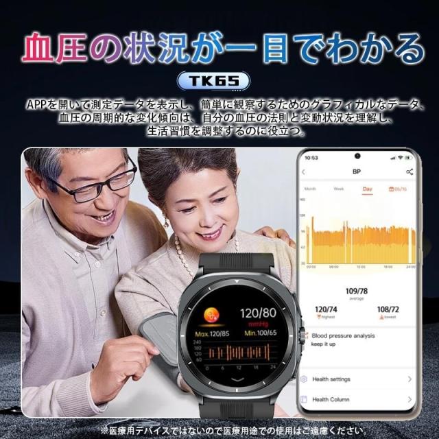 スマートウォッチ 医療レベル健康- 高精度エアバッグ血圧測定 ECG心電図 血中脂質 尿酸 体温 血中酸素 心拍数 健康管理 高齢者 日本製センサー プレゼント最適_5
