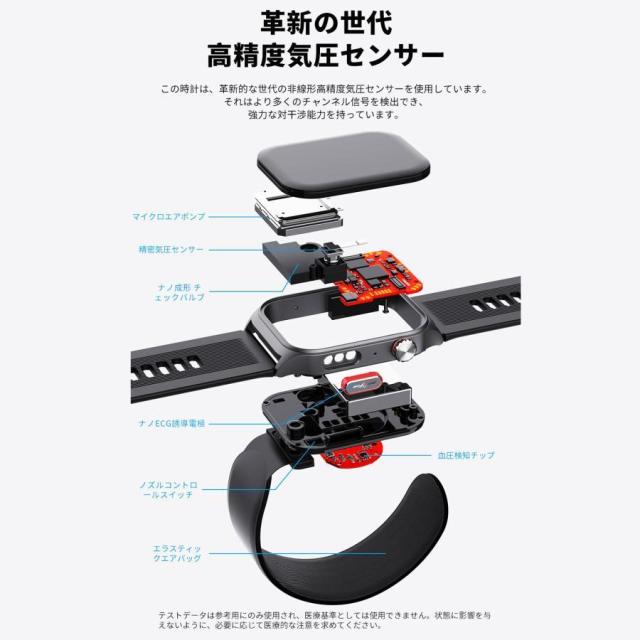 スマートウォッチ ECG心電図 通話 エアポンプ高精度血圧 血液成分 24時間測定 体組成 EDAテスト 睡眠管理 着信通知 体温 心拍数 歩数計 天気 リモート写真撮影_9