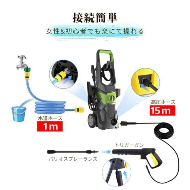 高圧洗浄機 電源式 家庭用 洗車機 パワフル 水道直結式 洗浄 高圧 ホース 掃除 洗車 外壁 ハイパワーなノズル 1800W 最大吐出圧力17MPa 家庭用 省エネ IPX5防水_9