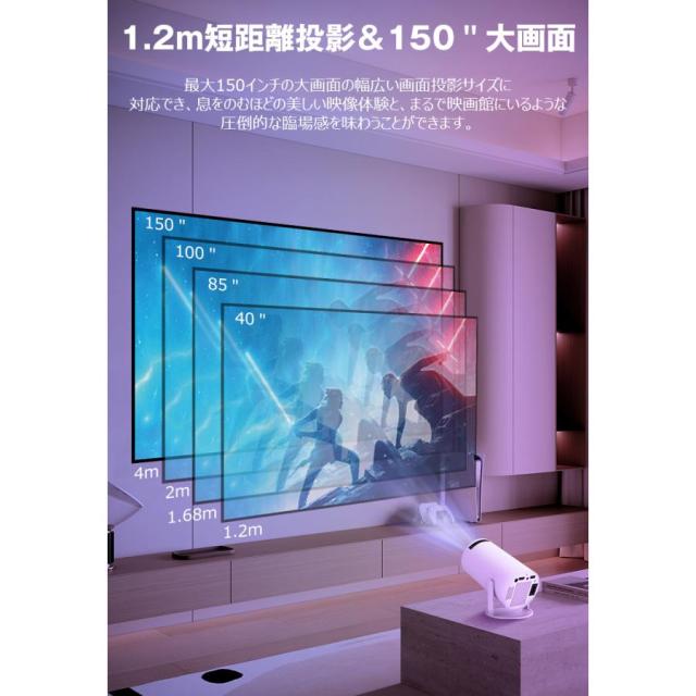 2026進化版 プロジェクター 小型 20000LM 4K 家庭用 高解像度 Android TV12.0 自動台形補正 WI-FI6 Bluetooth DVD スマホ 壁 天井投影_2