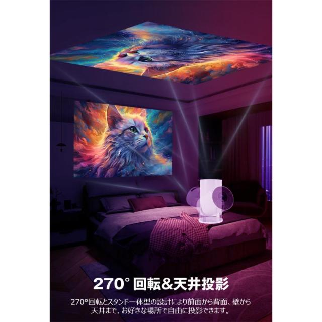 2026進化版 プロジェクター 小型 20000LM 4K 家庭用 高解像度 Android TV12.0 自動台形補正 WI-FI6 Bluetooth DVD スマホ 壁 天井投影_4
