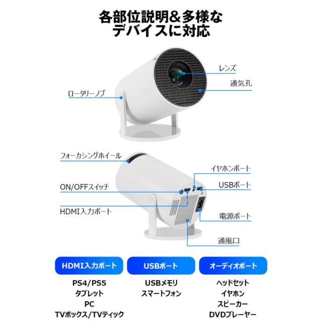 プロジェクター 家庭用 軽量 本体 天井投影 小型 270度回転 DVD Android TV 11.0 5G wi-fi タル リモコン 爆買 母の日_7