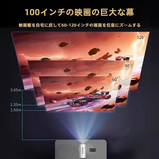 プロジェクター 電動フォーカス 4K対応 高画質 Android TV 自動台形補正 スピーカー内蔵 5G HDMI 家庭用 天井投影 本体 小型 一人暮らし ホームシアター_4